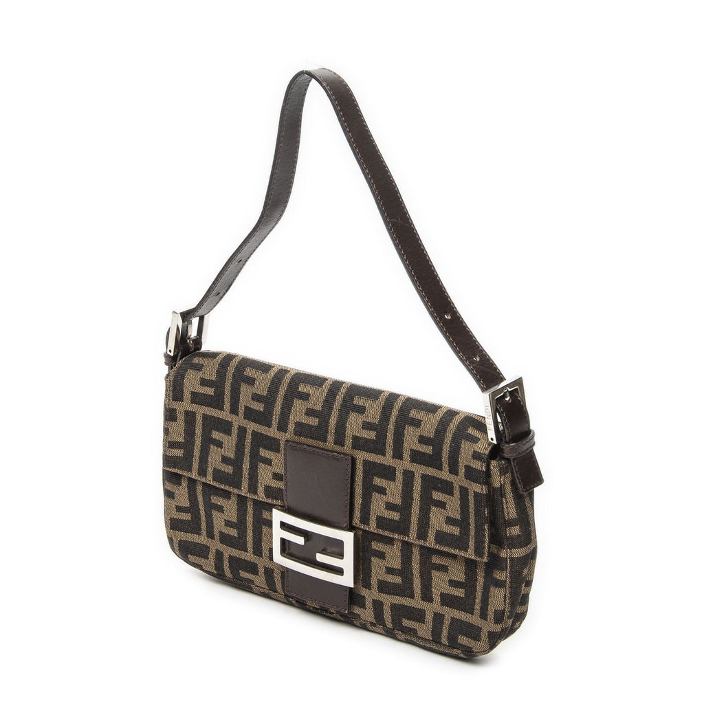 Fendi Baguette Brown Black Zucca Canvas Messenger — view 2