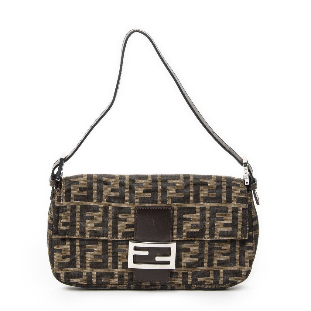 Fendi Baguette Brown Black Zucca Canvas Messenger