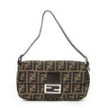 Fendi Baguette Brown Black Zucca Canvas Messenger
