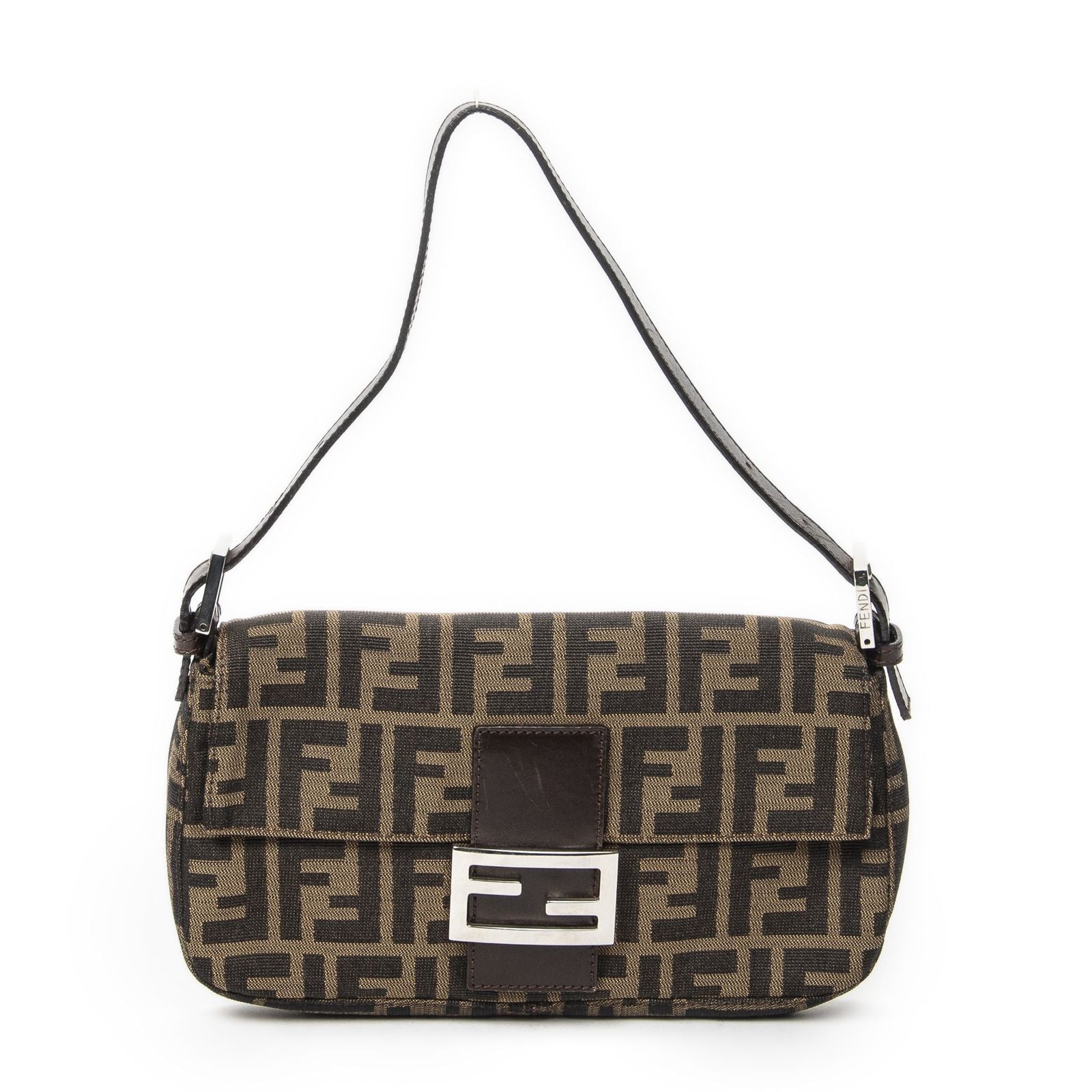 Fendi Baguette Brown Black Zucca Canvas Messenger