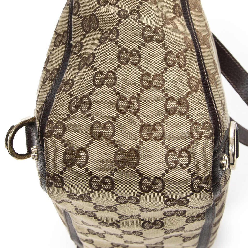 Gucci Large Abbey D Ring Tote Brown Beige GG Canvas — view 8
