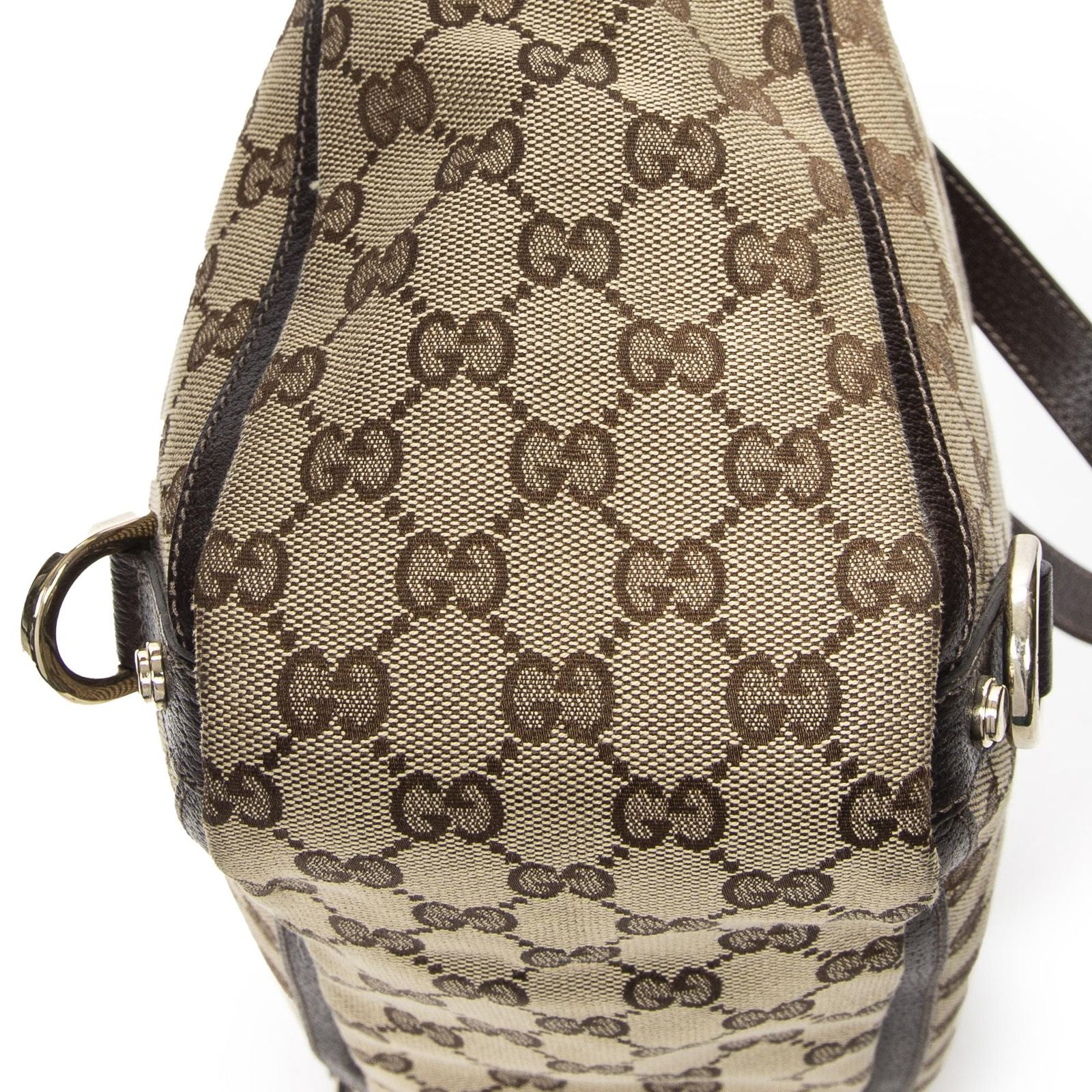 Gucci Large Abbey D Ring Tote Brown Beige GG Canvas — view 8