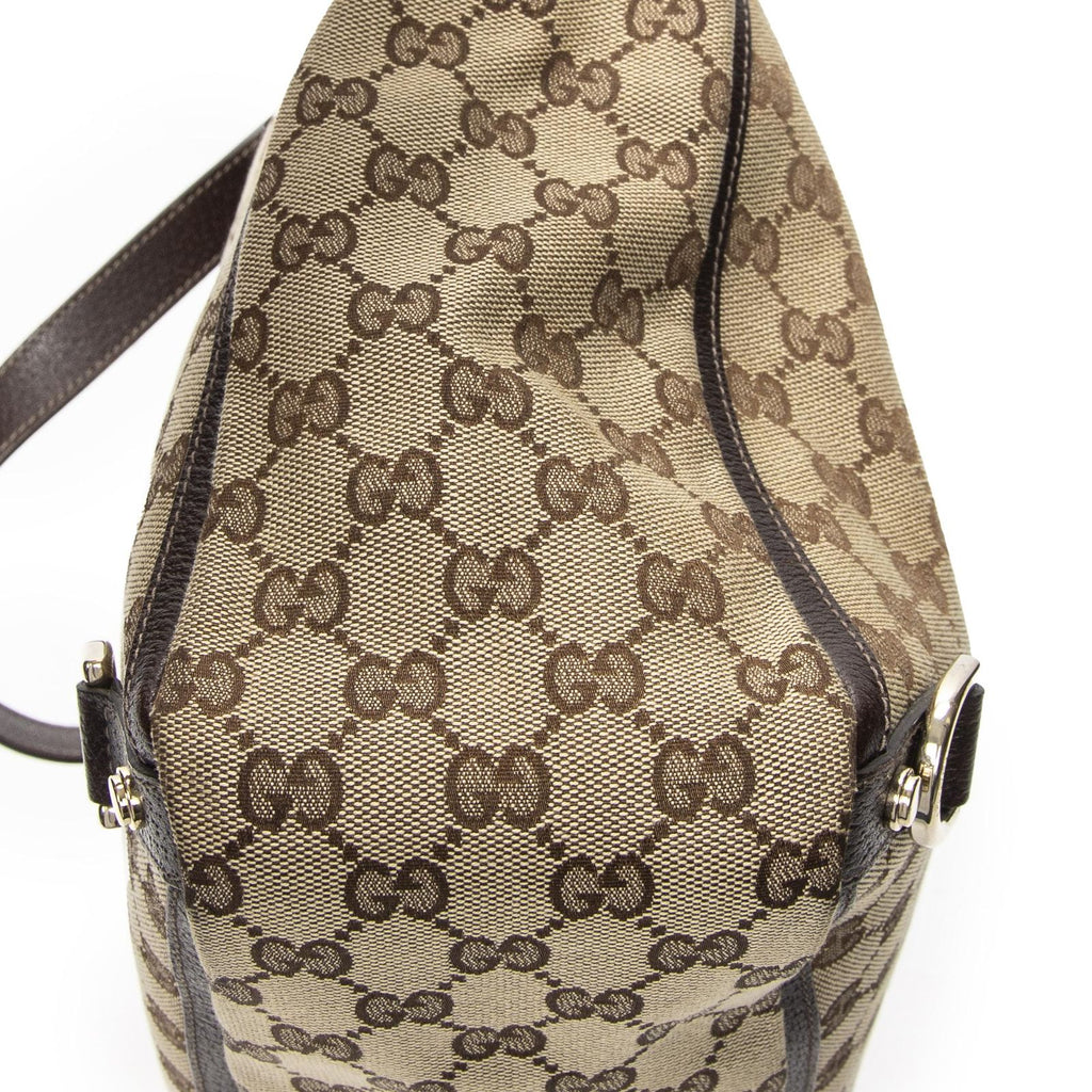 Gucci Large Abbey D Ring Tote Brown Beige GG Canvas — view 7