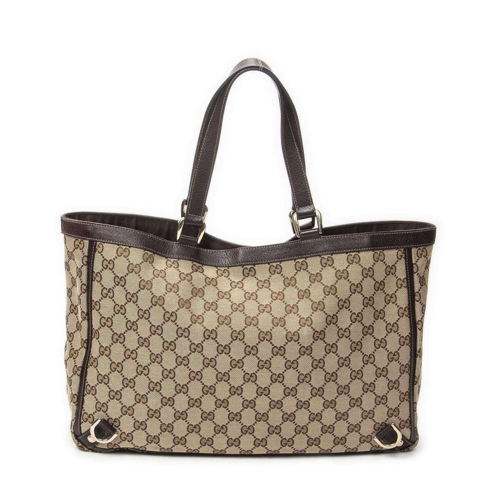 Gucci Large Abbey D Ring Tote Brown Beige GG Canvas — view 5