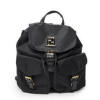 Fendi FF Logo Backpack Black Nylon Canvas