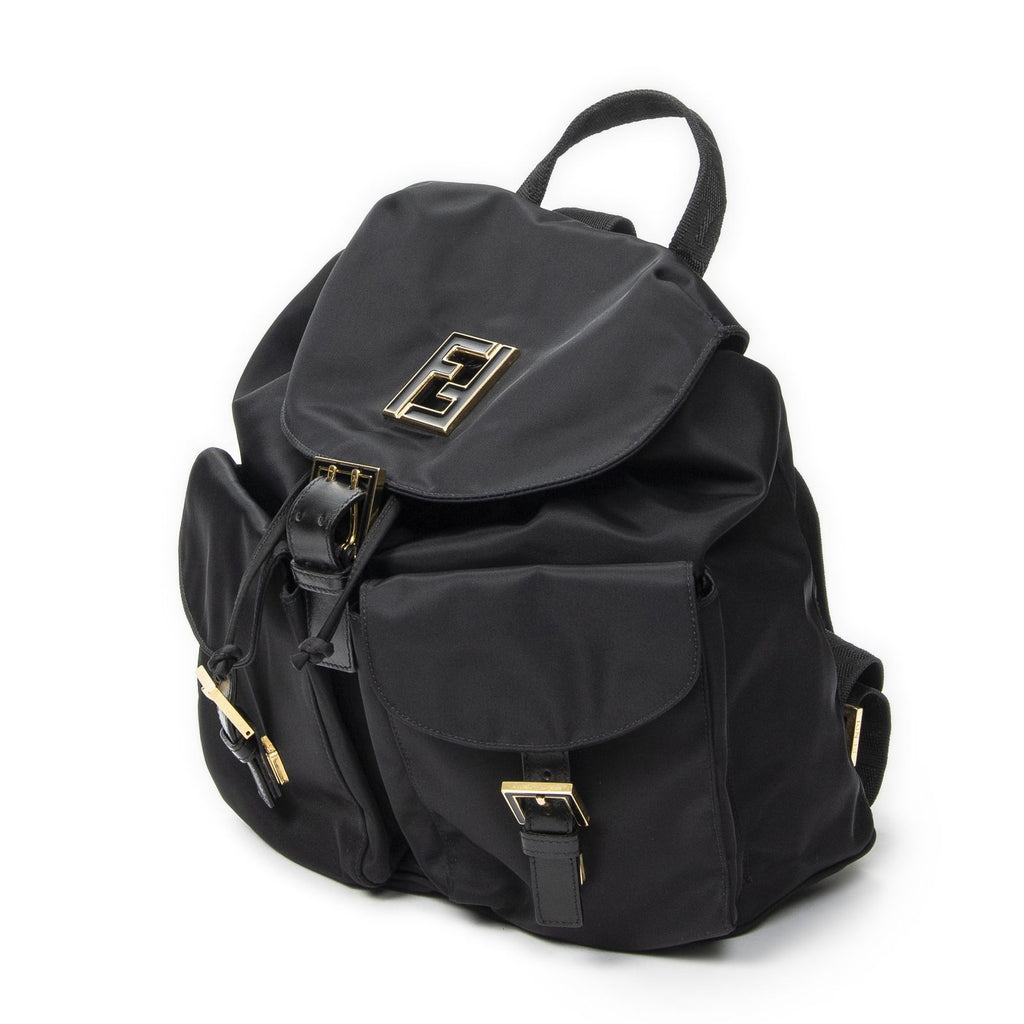 Fendi FF Logo Backpack Black Nylon Canvas — view 2