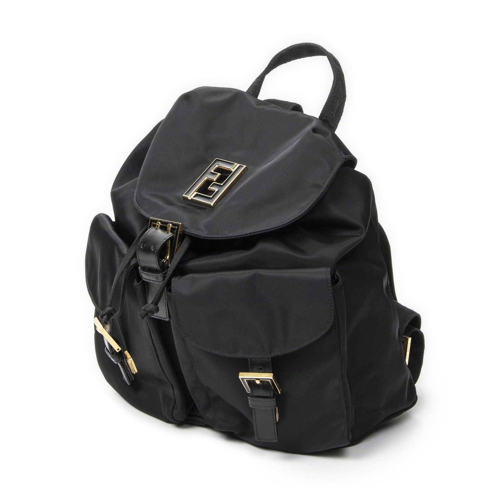Fendi FF Logo Backpack Black Nylon Canvas — view 2