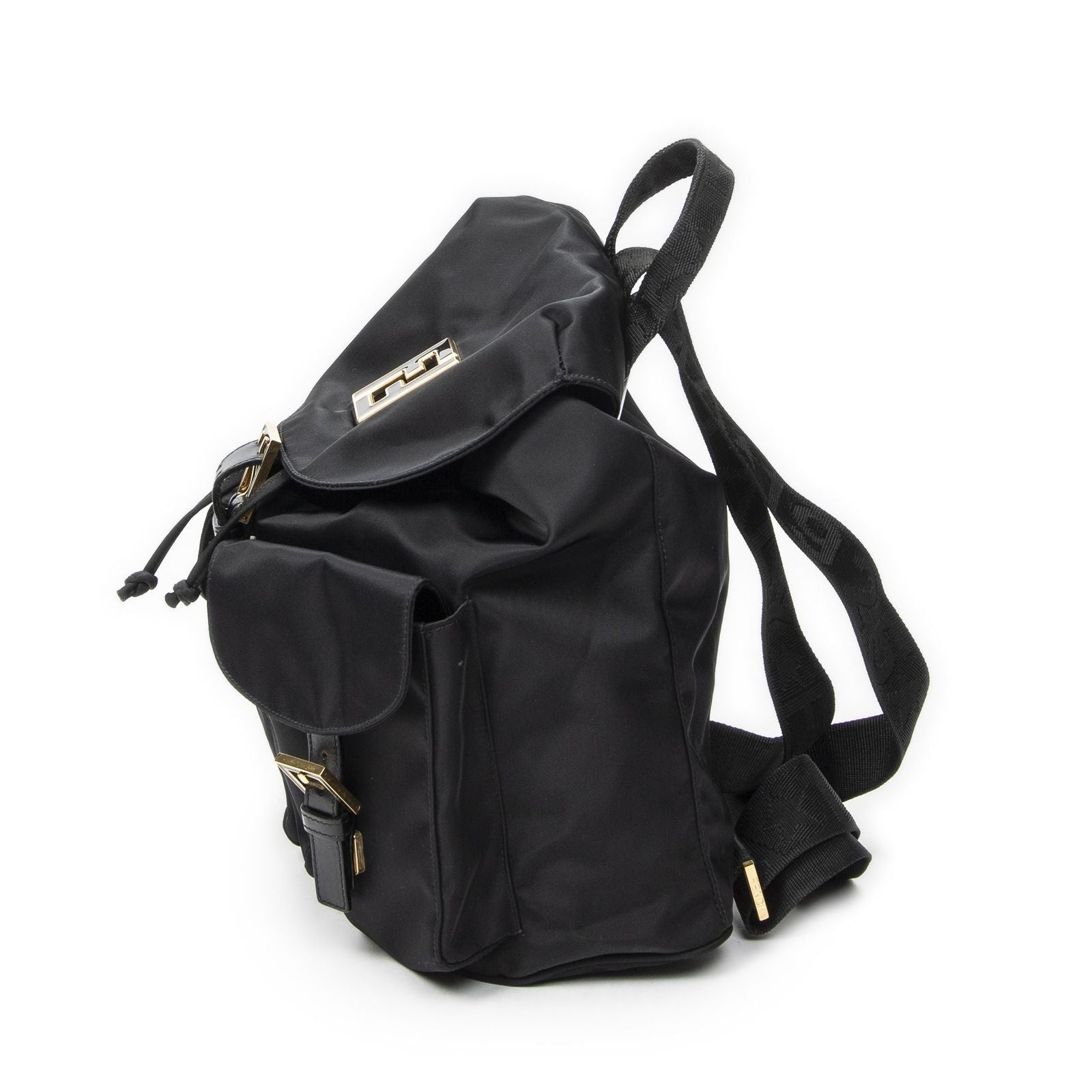 Fendi FF Logo Backpack Black Nylon Canvas — view 3