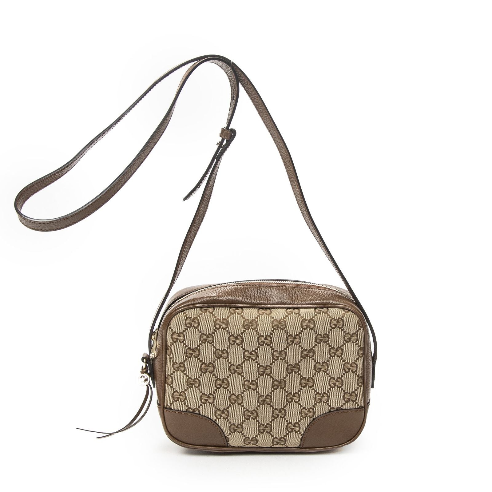 Gucci Bree Cross Belt Bag Brown Beige GG Canvas