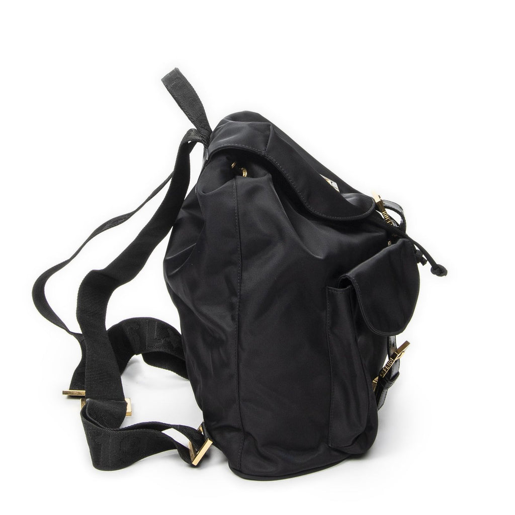 Fendi FF Logo Backpack Black Nylon Canvas — view 4