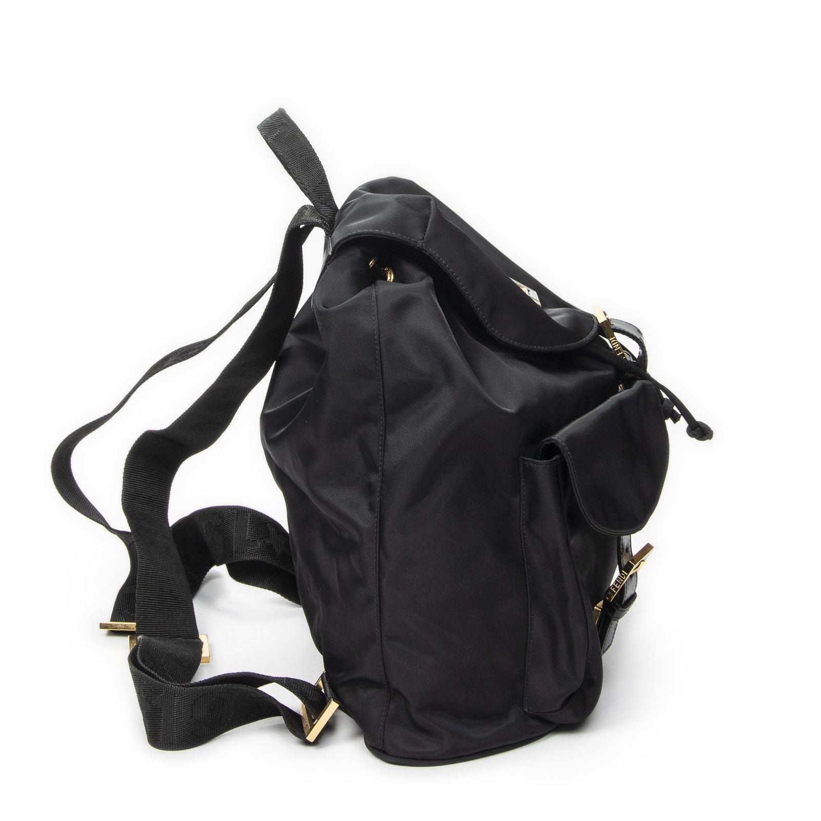 Fendi FF Logo Backpack Black Nylon Canvas — view 4