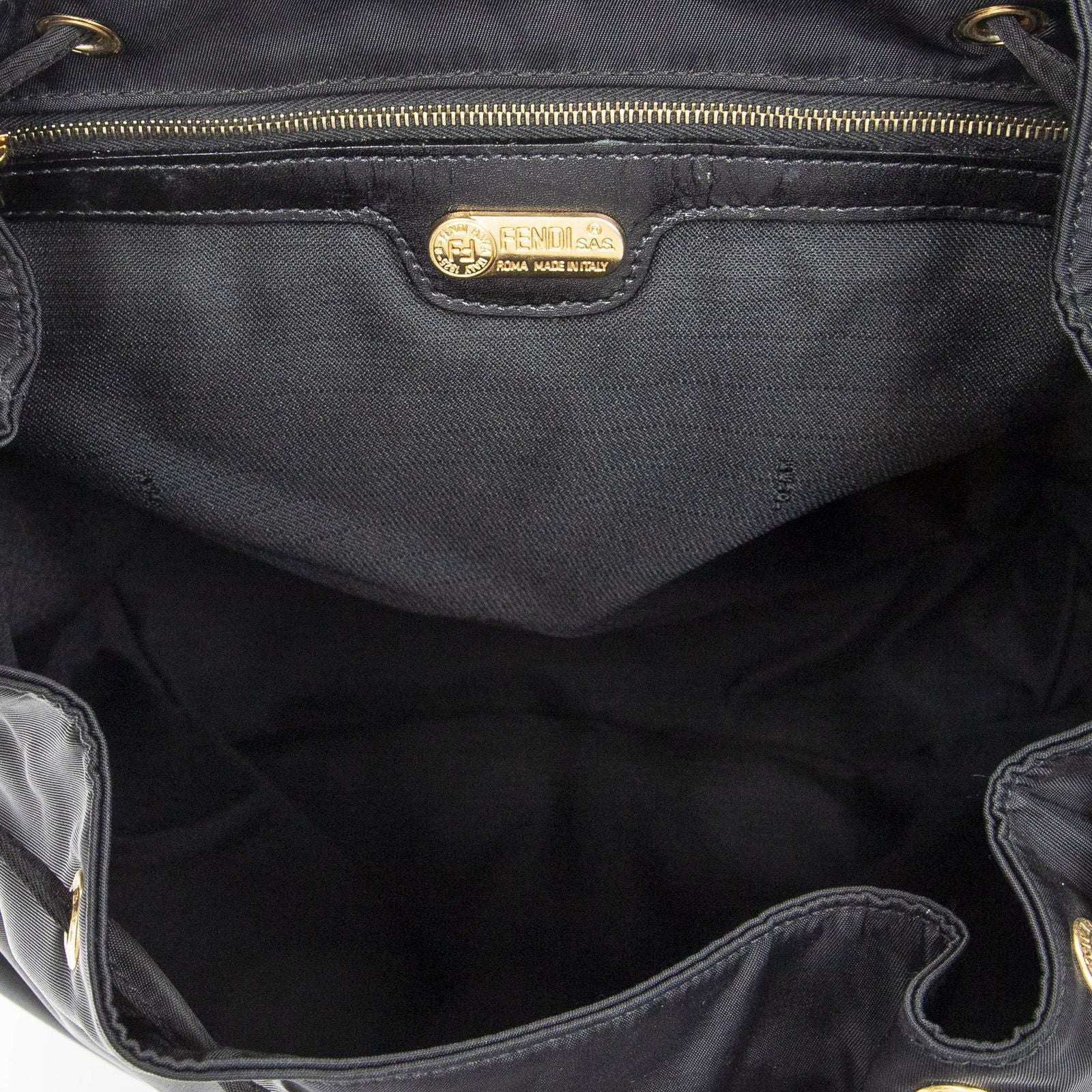 Fendi FF Logo Backpack Black Nylon Canvas — view 9