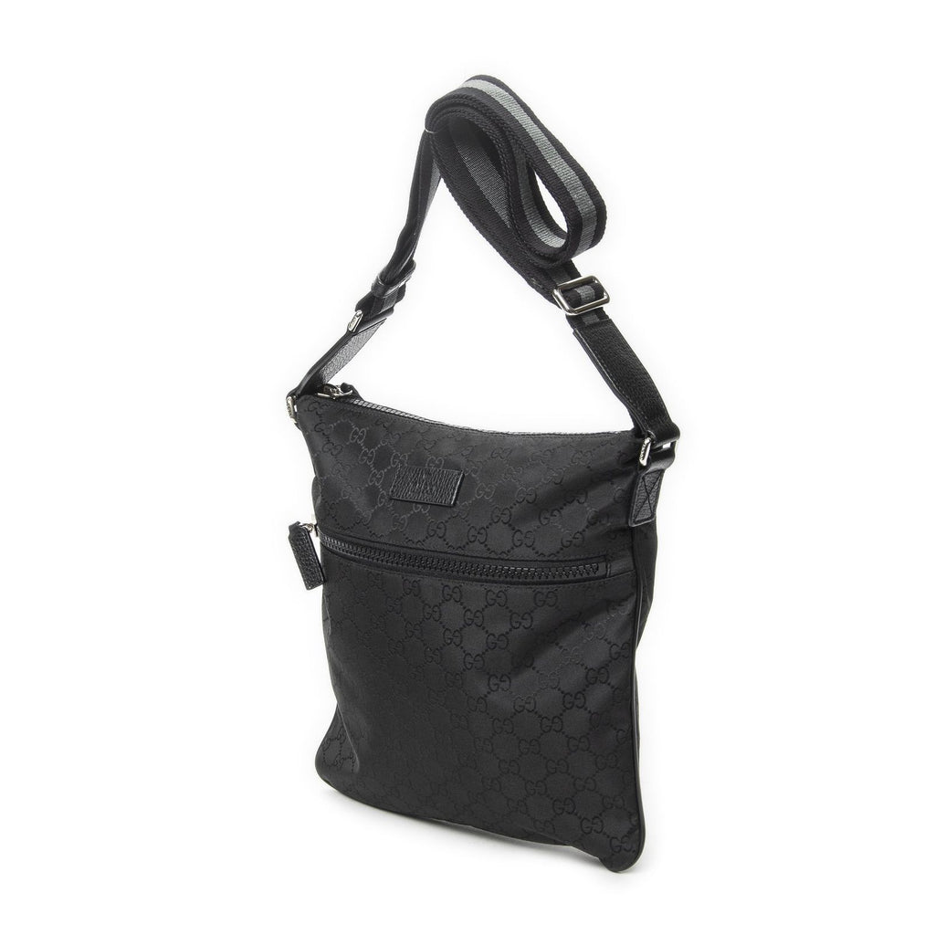 Gucci Small Web Flat Messenger Black GG Nylon Canvas — view 2