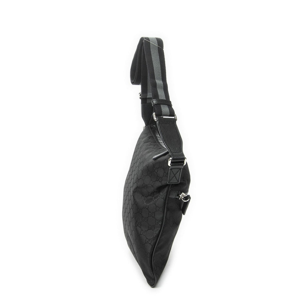 Gucci Small Web Flat Messenger Black GG Nylon Canvas — view 4