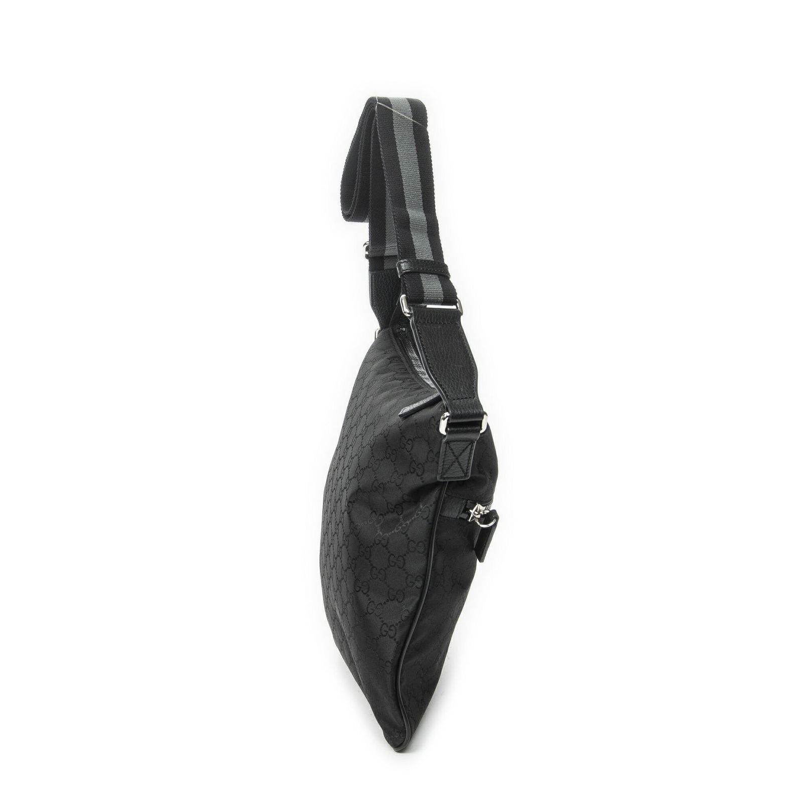 Gucci Small Web Flat Messenger Black GG Nylon Canvas — view 4
