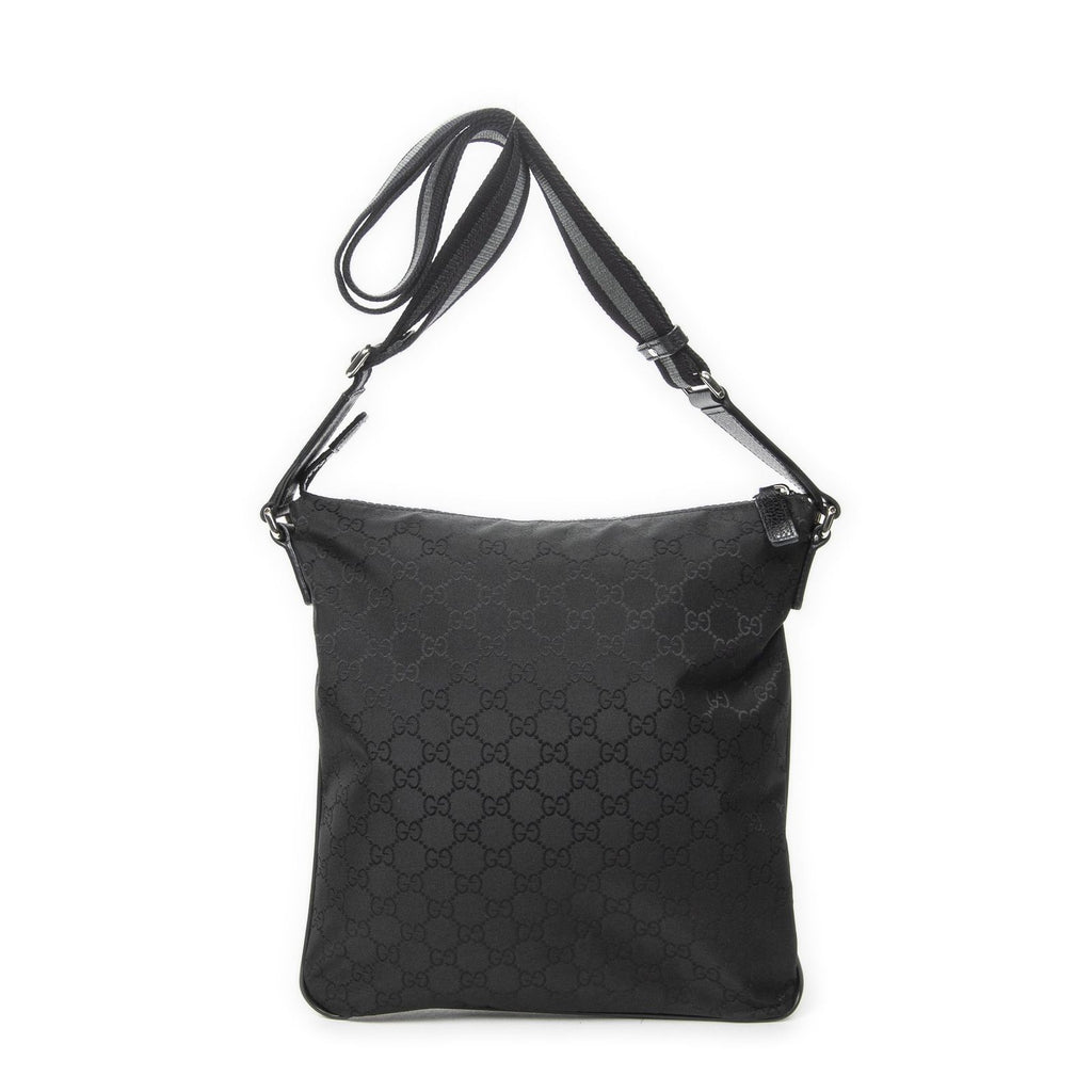 Gucci Small Web Flat Messenger Black GG Nylon Canvas — view 5