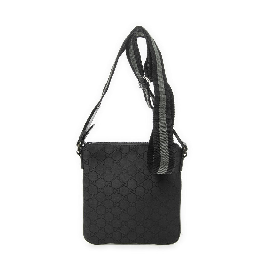 Gucci Mini Web Flat Messenger Black GG Nylon Canvas — view 5