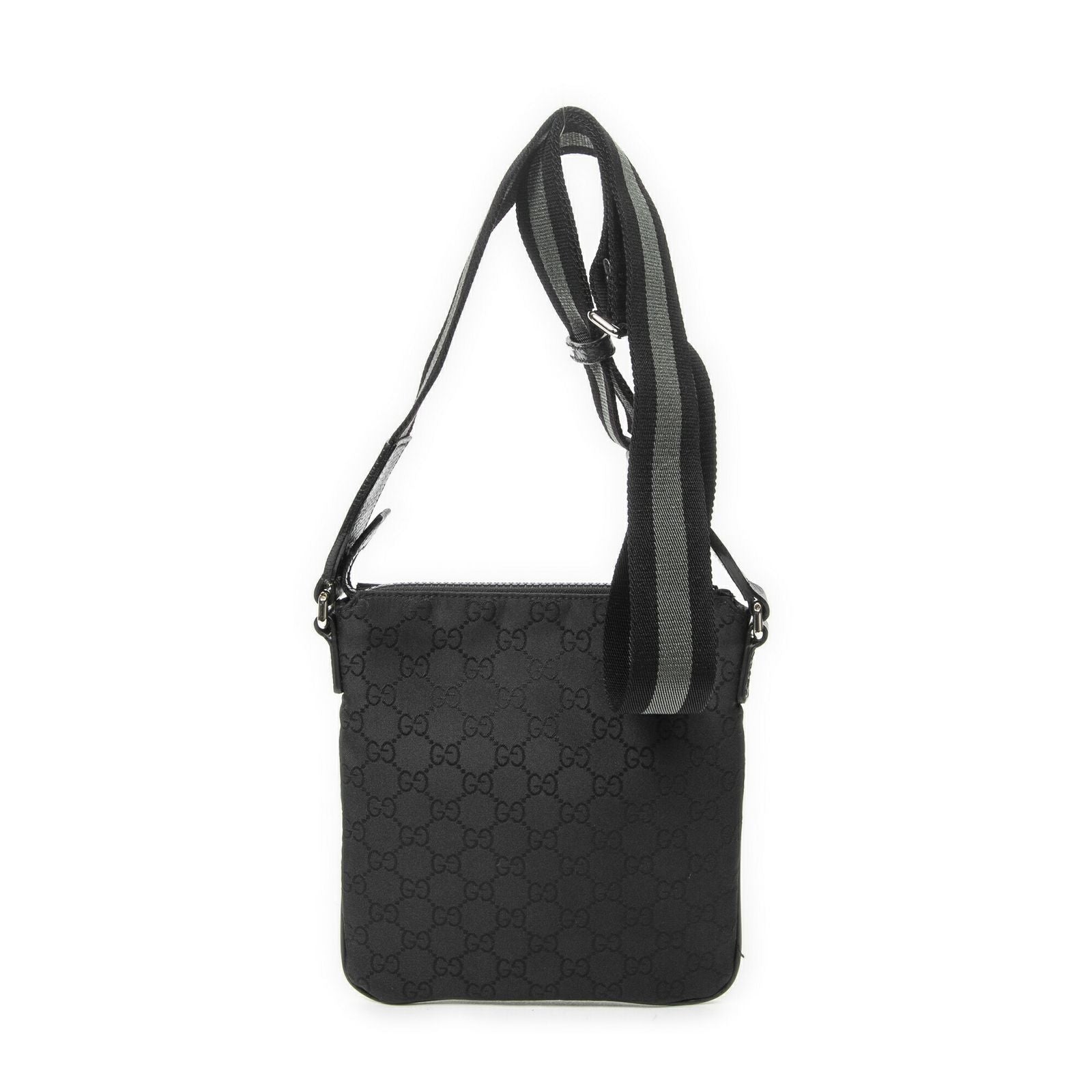 Gucci Mini Web Flat Messenger Black GG Nylon Canvas — view 5