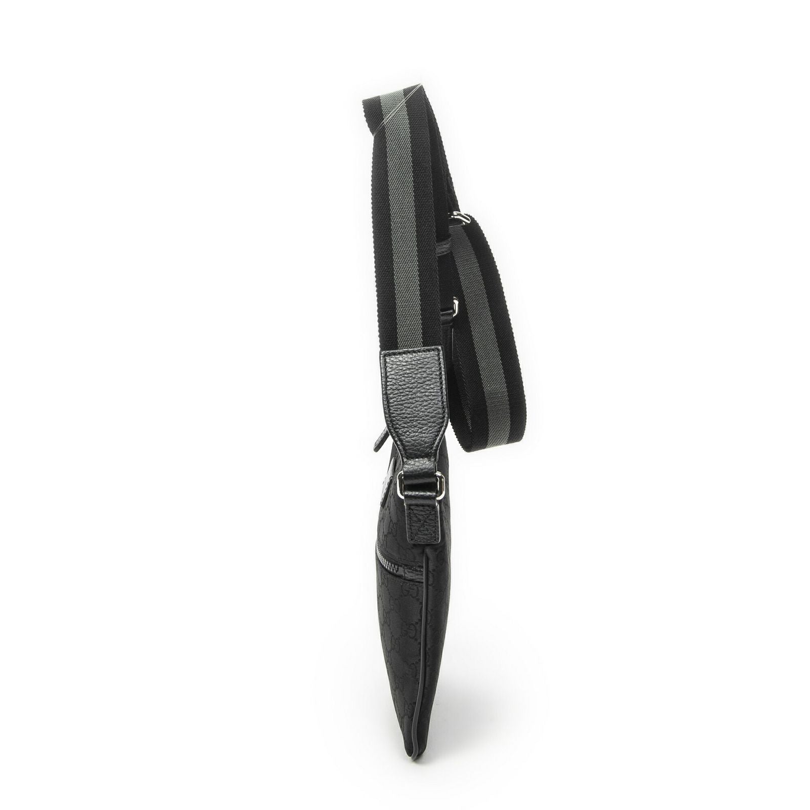 Gucci Mini Web Flat Messenger Black GG Nylon Canvas — view 3