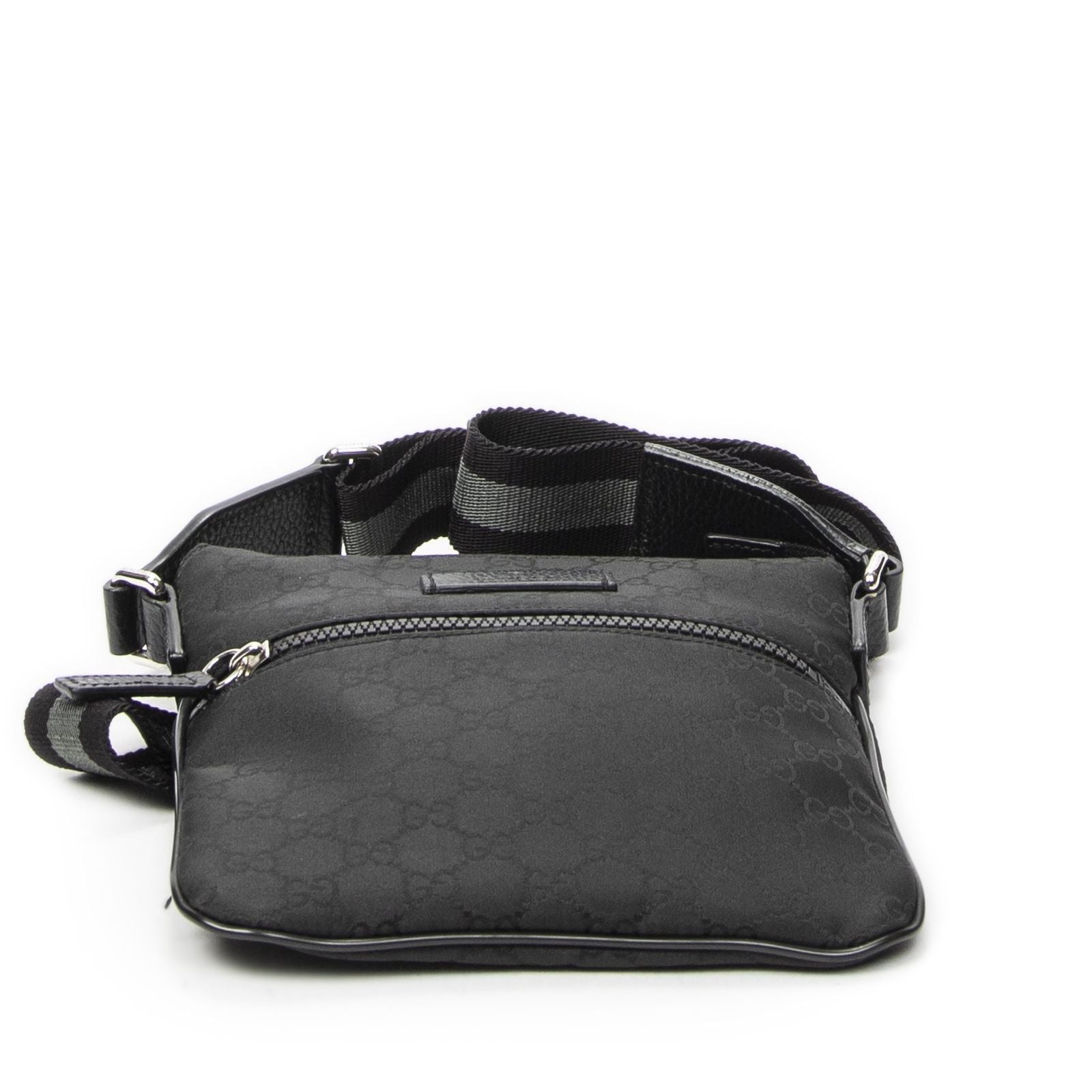 Gucci Mini Web Flat Messenger Black GG Nylon Canvas — view 6
