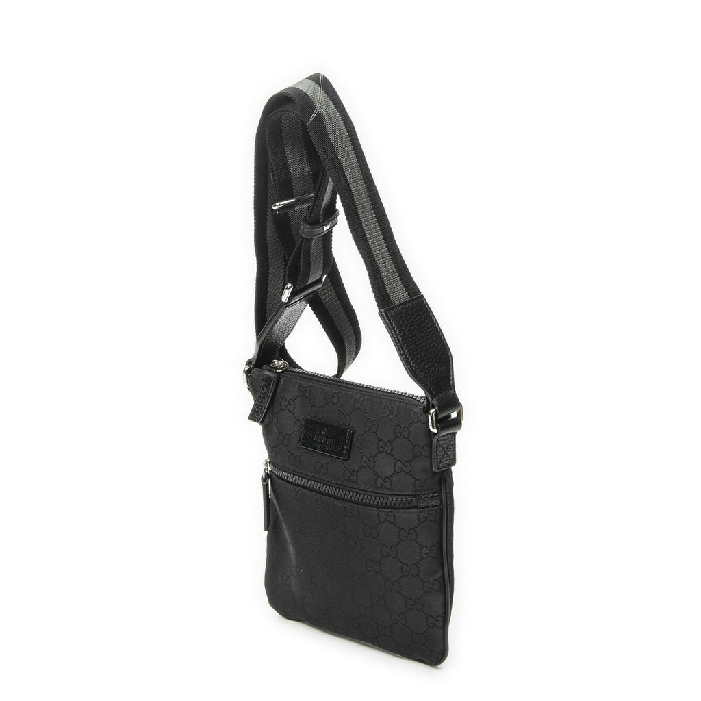 Gucci Mini Web Flat Messenger Black GG Nylon Canvas — view 2