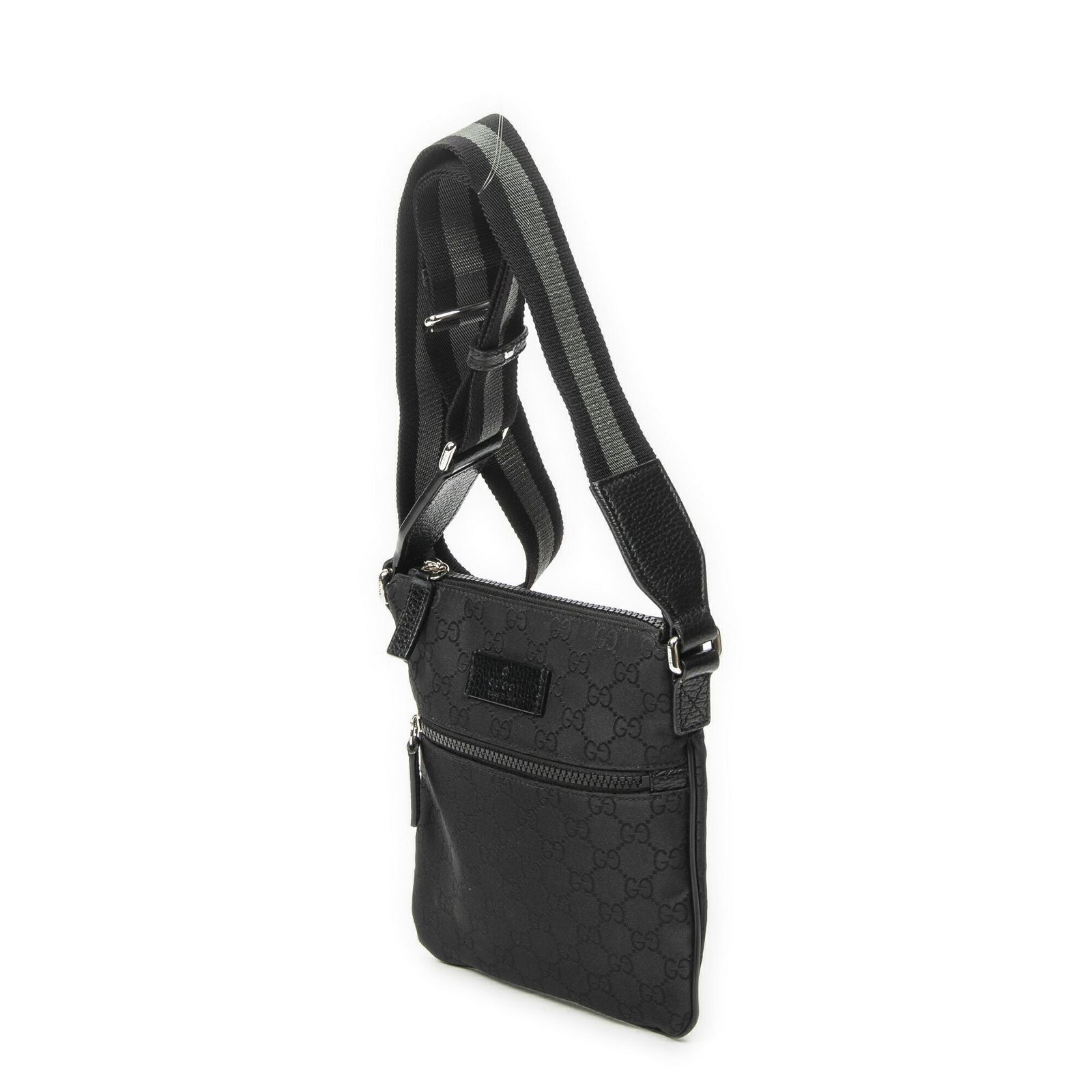 Gucci Mini Web Flat Messenger Black GG Nylon Canvas — view 2