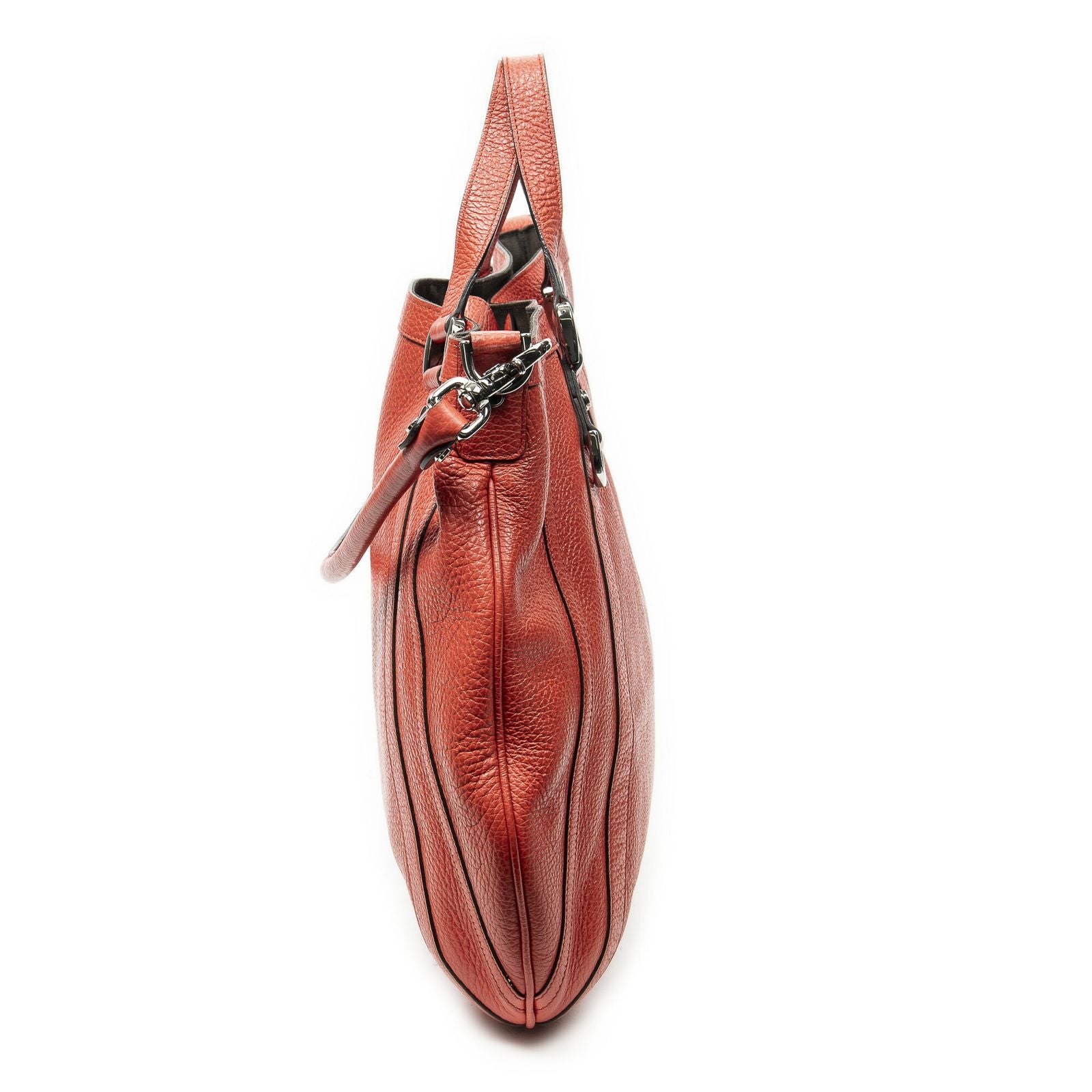 Gucci Convertible Tote Red Gray Calfskin Leather — view 4