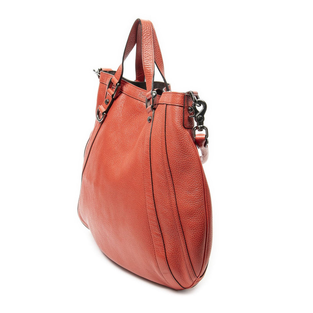 Gucci Convertible Tote Red Gray Calfskin Leather — view 2