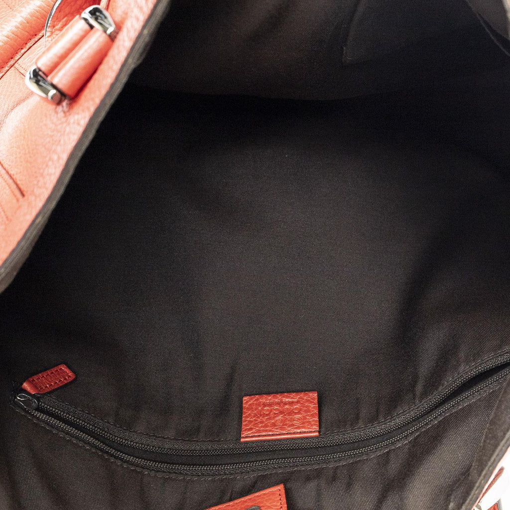 Gucci Convertible Tote Red Gray Calfskin Leather — view 9