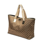 Gucci Large Web Horizontal Tote Blanc Gold GG Satin Canvas — view 2