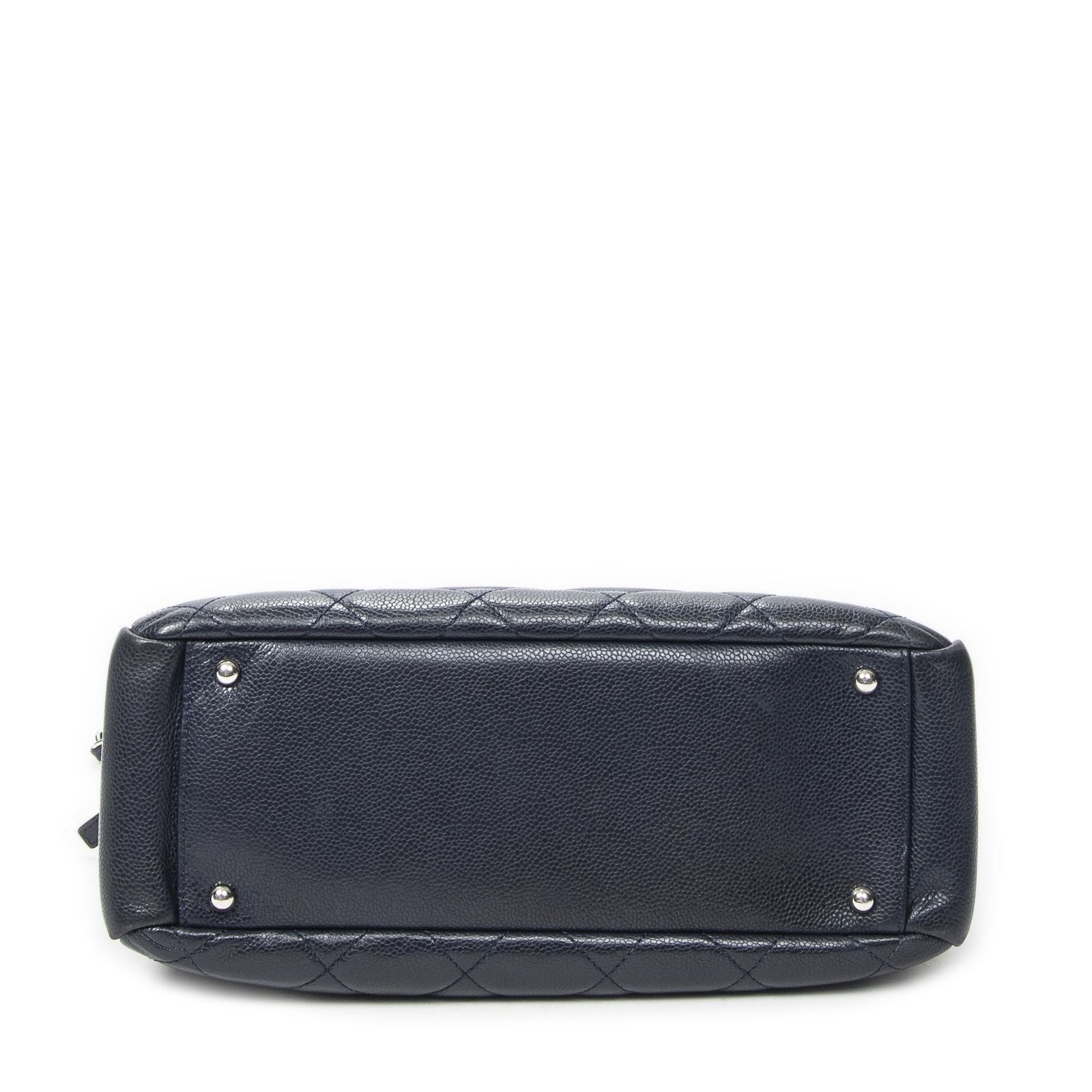 Chanel Large Timeless Soft Shopping Tote Navy Quilted Caviar Leather — view 6