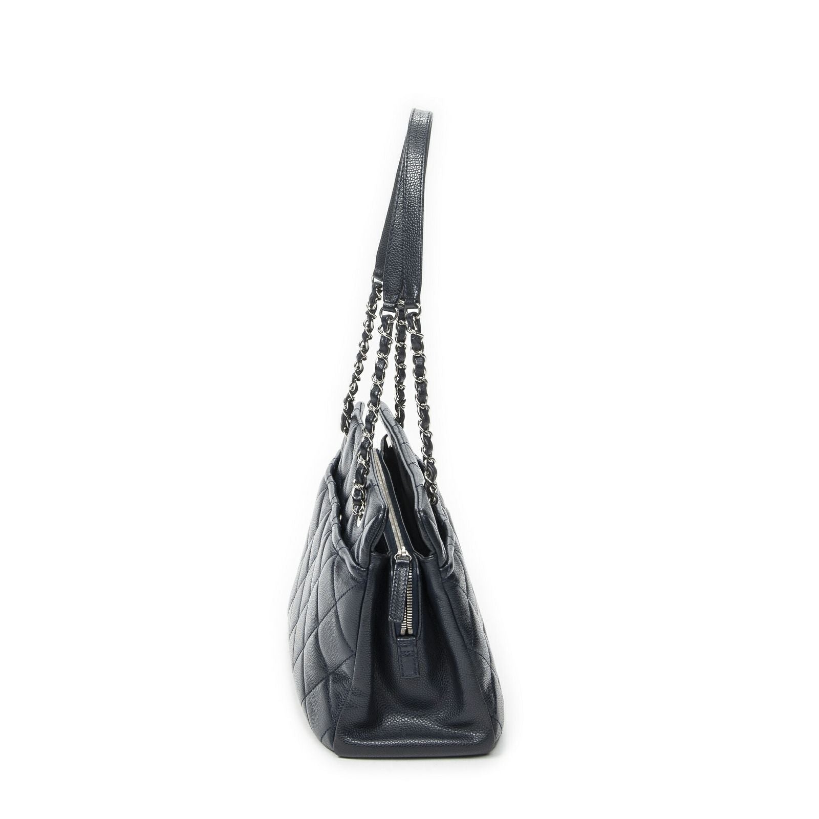 Chanel Large Timeless Soft Shopping Tote Navy Quilted Caviar Leather — view 4