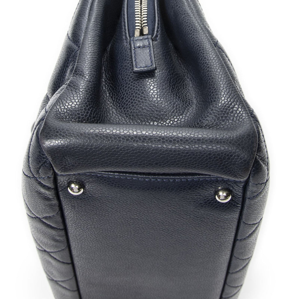 Chanel Large Timeless Soft Shopping Tote Navy Quilted Caviar Leather — view 7