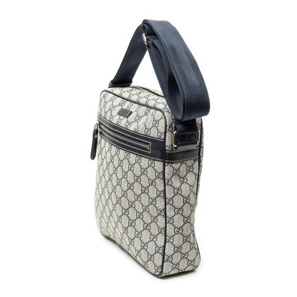Gucci Half Moon Zip Messenger Beige Navy Supreme Canvas — view 2