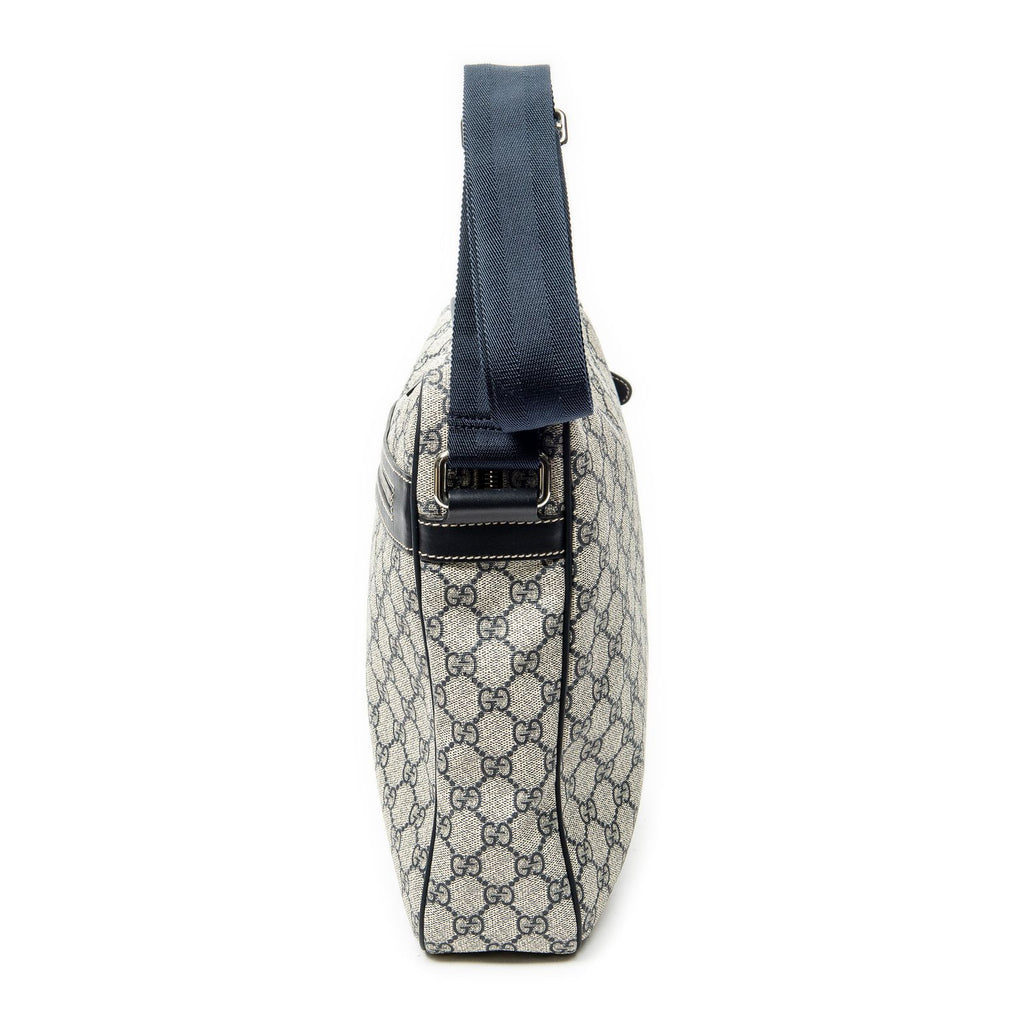 Gucci Half Moon Zip Messenger Beige Navy Supreme Canvas — view 3