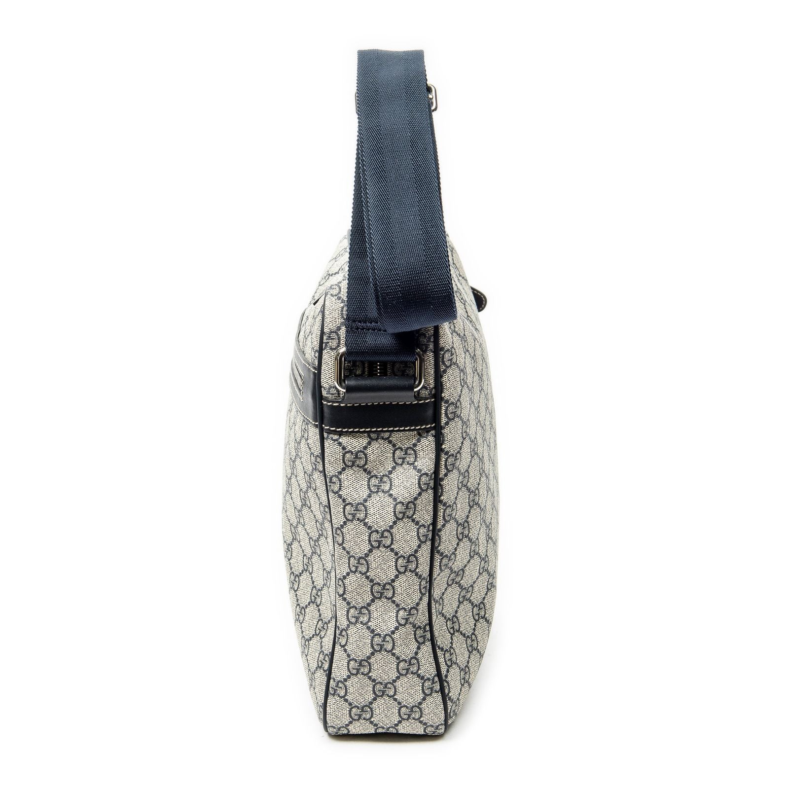 Gucci Half Moon Zip Messenger Beige Navy Supreme Canvas — view 3
