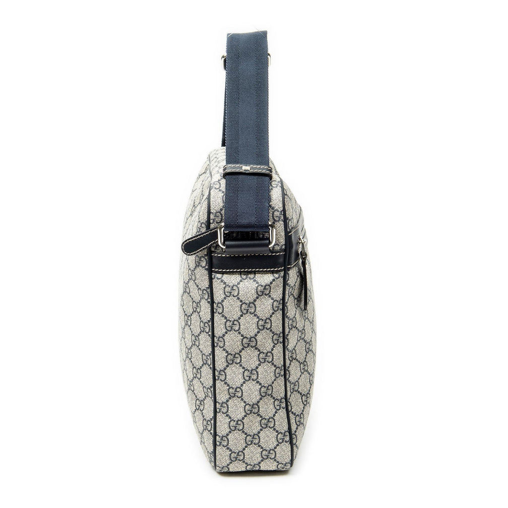Gucci Half Moon Zip Messenger Beige Navy Supreme Canvas — view 4