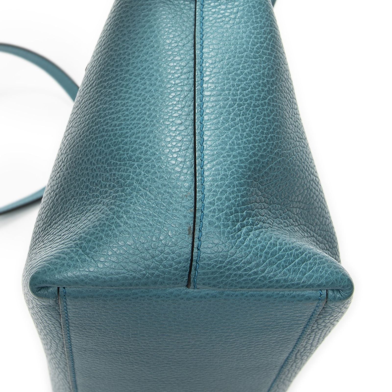 Gucci Convertible Zip Tote Teal Gray Calfskin Leather — view 7