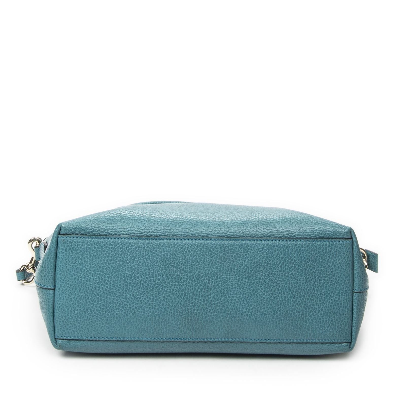 Gucci Convertible Zip Tote Teal Gray Calfskin Leather — view 6