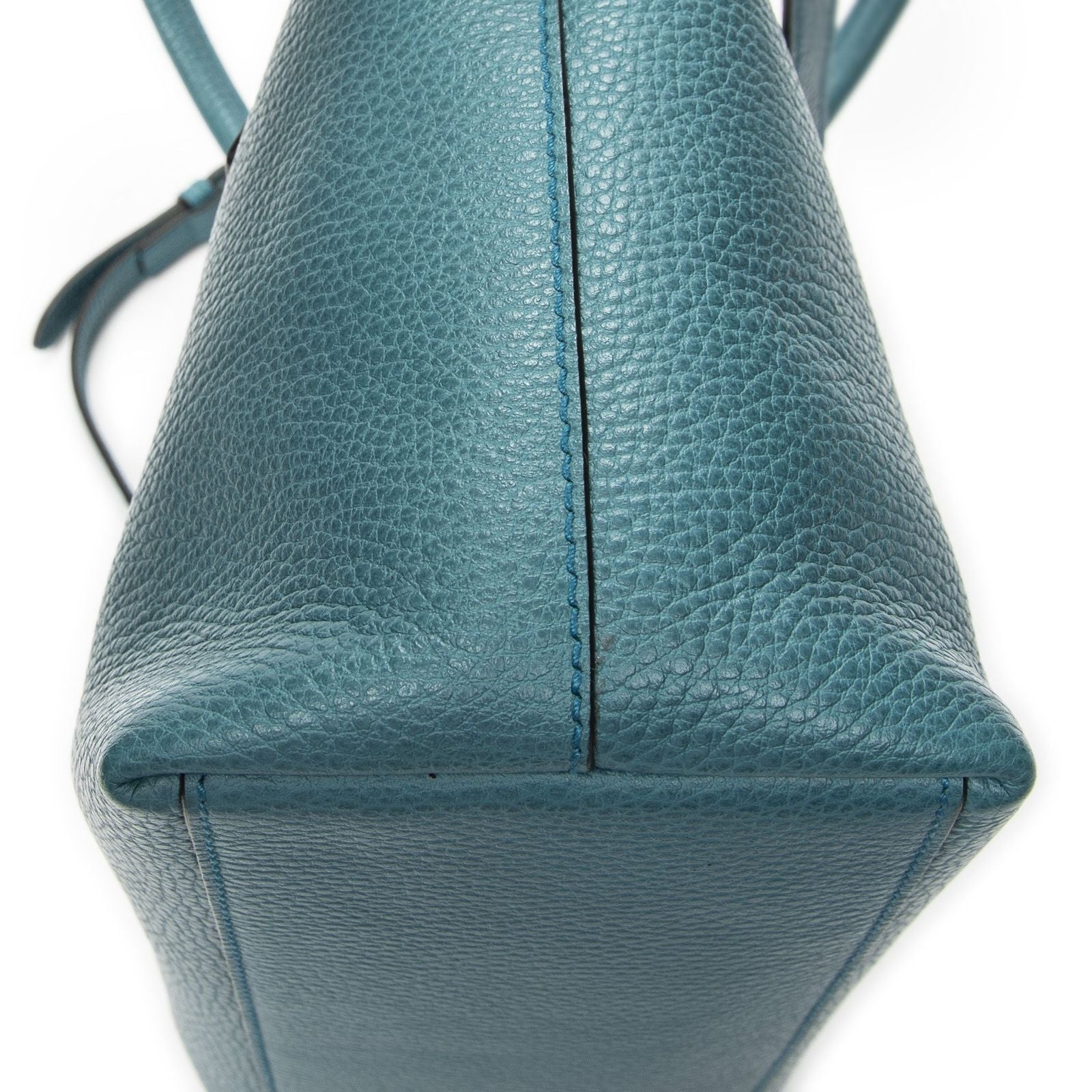 Gucci Convertible Zip Tote Teal Gray Calfskin Leather — view 8