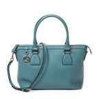 Gucci Convertible Zip Tote Teal Gray Calfskin Leather