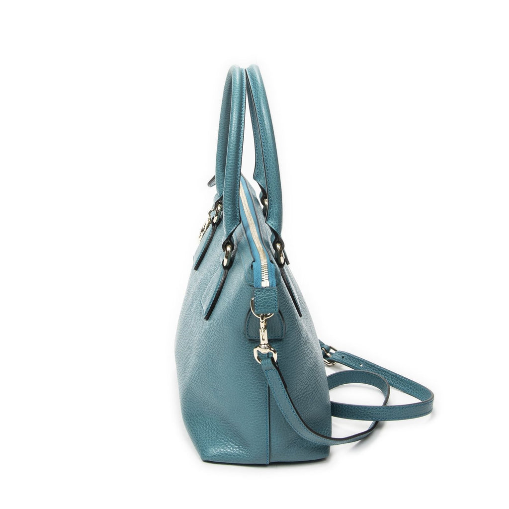 Gucci Convertible Zip Tote Teal Gray Calfskin Leather — view 3