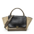 Celine Midi Trapeze Black Brown Beige Calfskin Leather Messenger