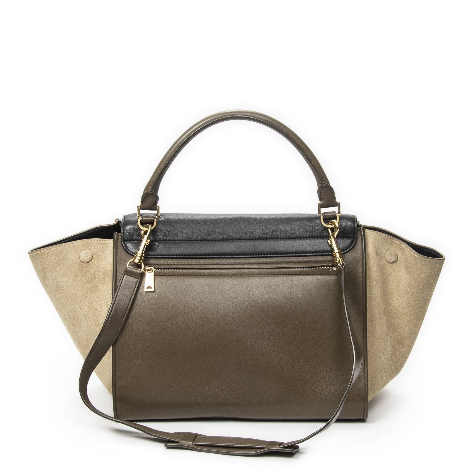 Celine Midi Trapeze Black Brown Beige Calfskin Leather Messenger — view 5