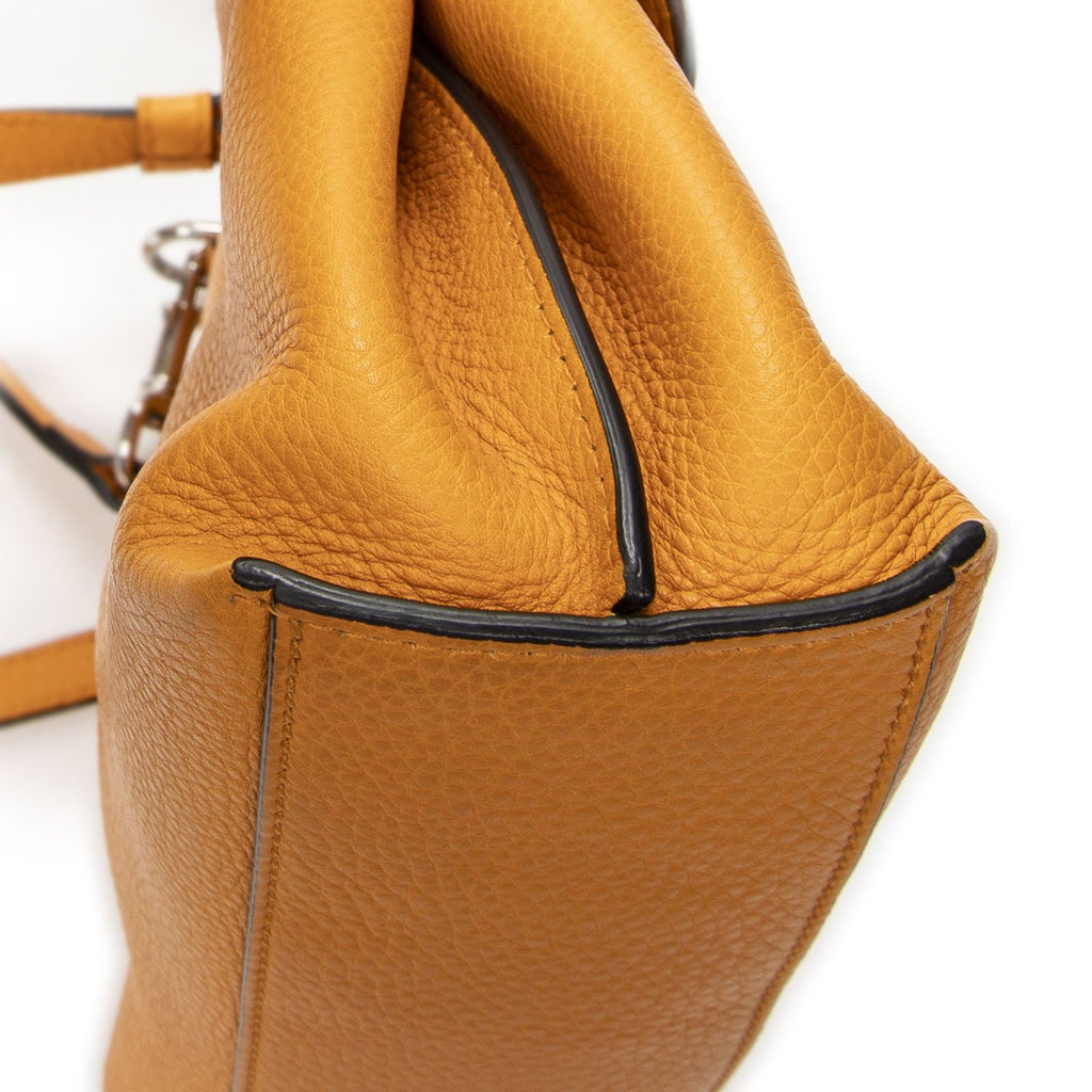 Gucci Small Bamboo Top Handle Flap Mustard Yellow Gray Calfskin Leather — view 7