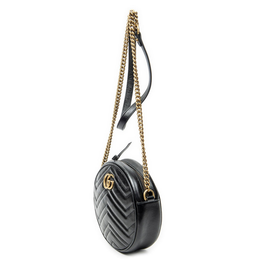 Gucci Small GG Marmont Chain Crossbody Black Matelasse Chez Blanc Leather — view 2