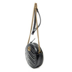 Gucci Small GG Marmont Chain Crossbody Black Matelasse Chez Blanc Leather — view 2