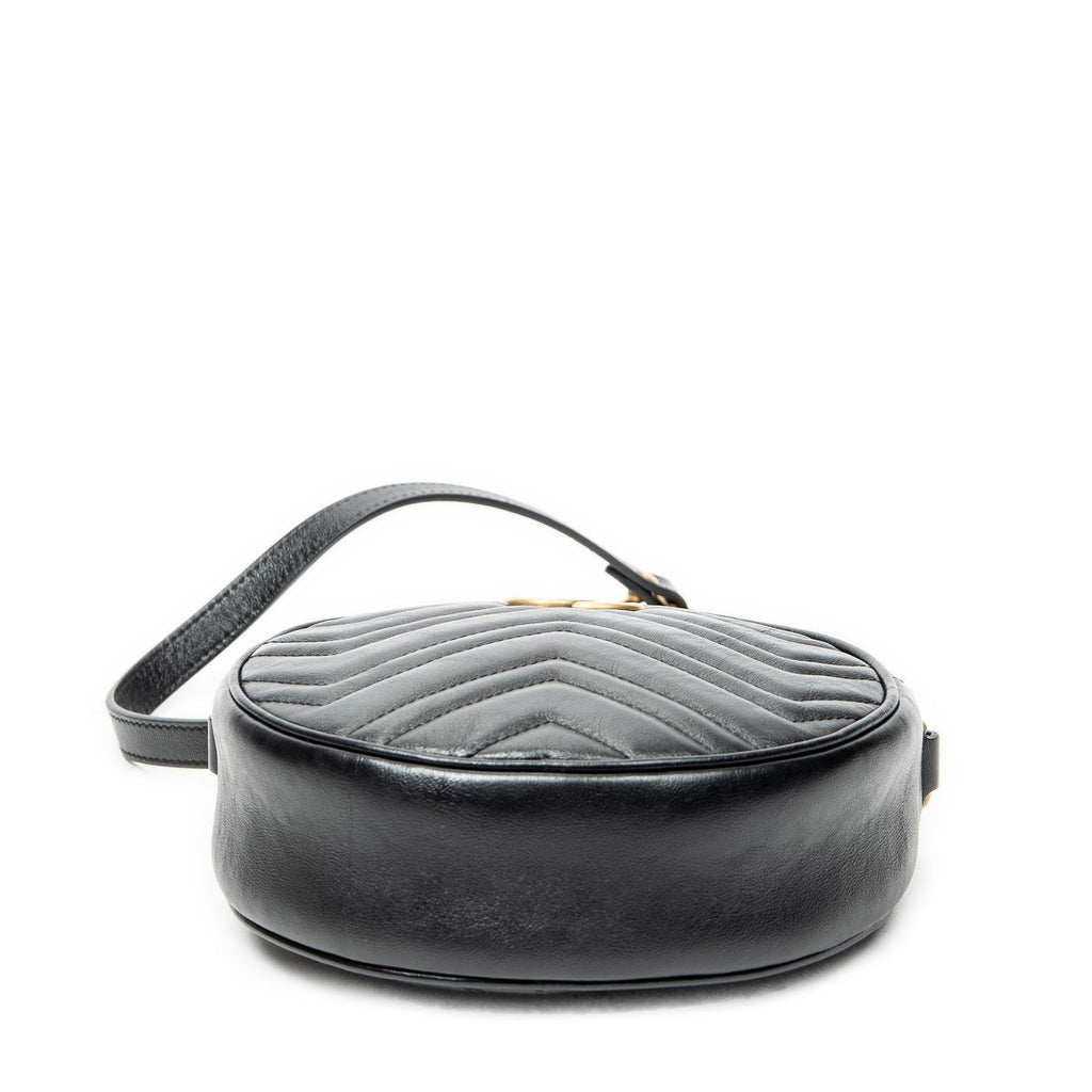 Gucci Small GG Marmont Chain Crossbody Black Matelasse Chez Blanc Leather — view 6