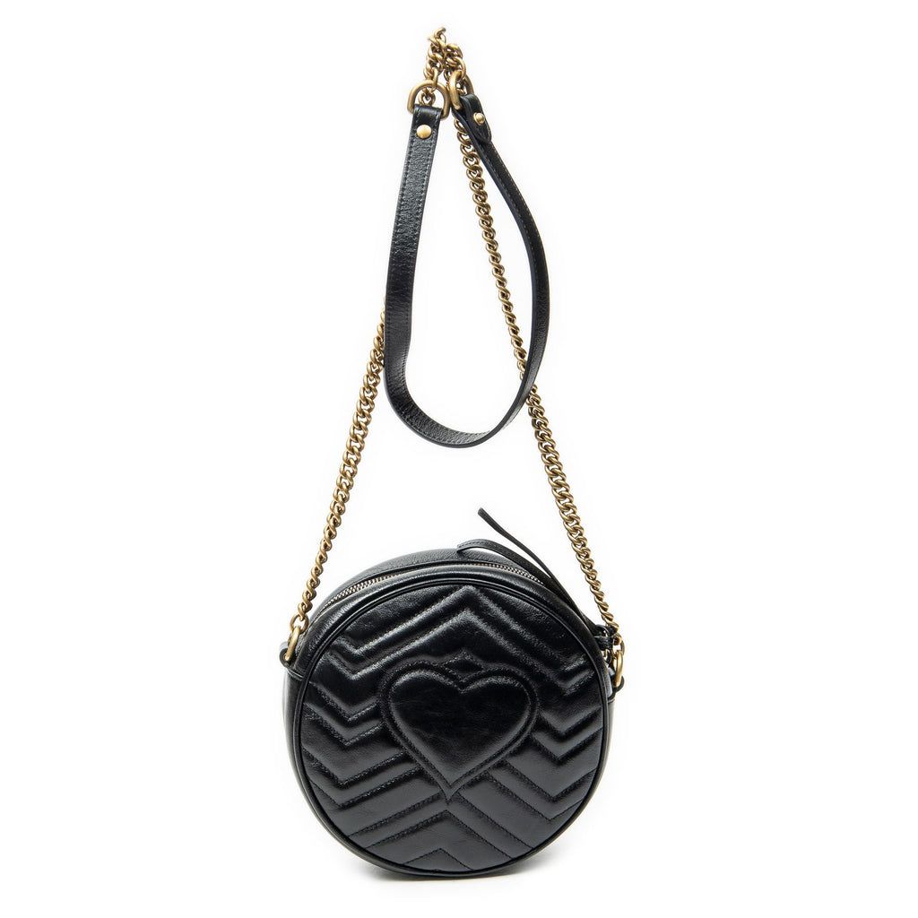 Gucci Small GG Marmont Chain Crossbody Black Matelasse Chez Blanc Leather — view 5