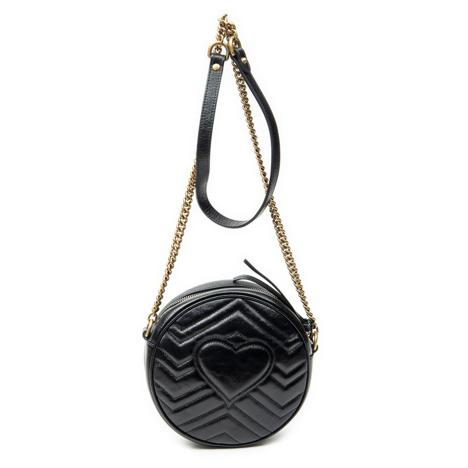 Gucci Small GG Marmont Chain Crossbody Black Matelasse Chez Blanc Leather — view 5